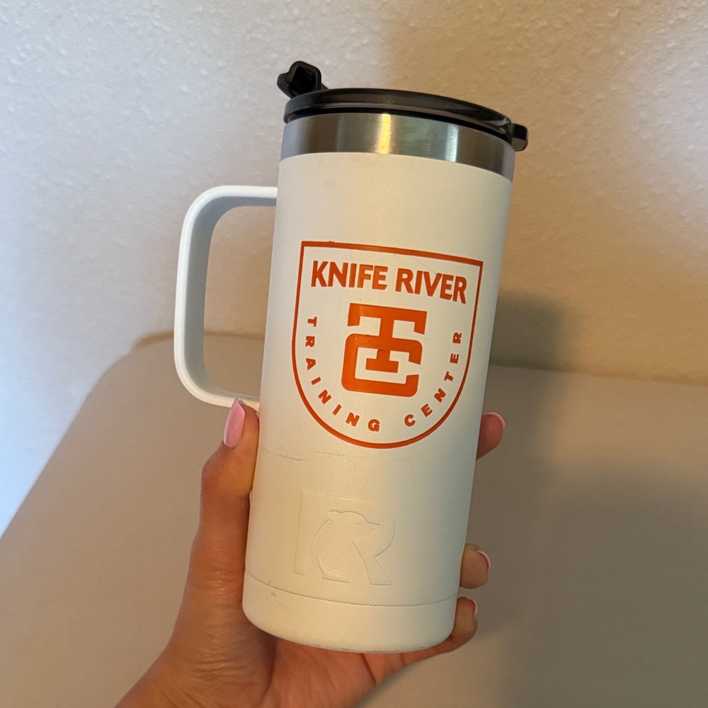White Insulated Travel Mug - knife River
